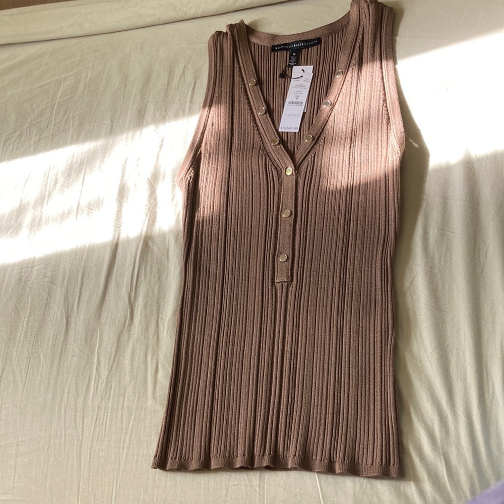 White House Black Market brown ribbed tank top. NWT